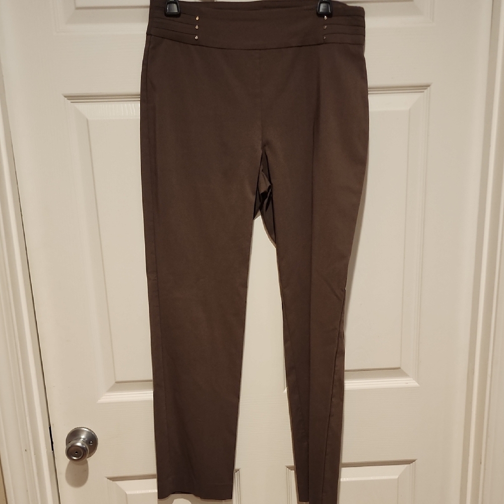 JM Collection Brown Straight Leg Pants